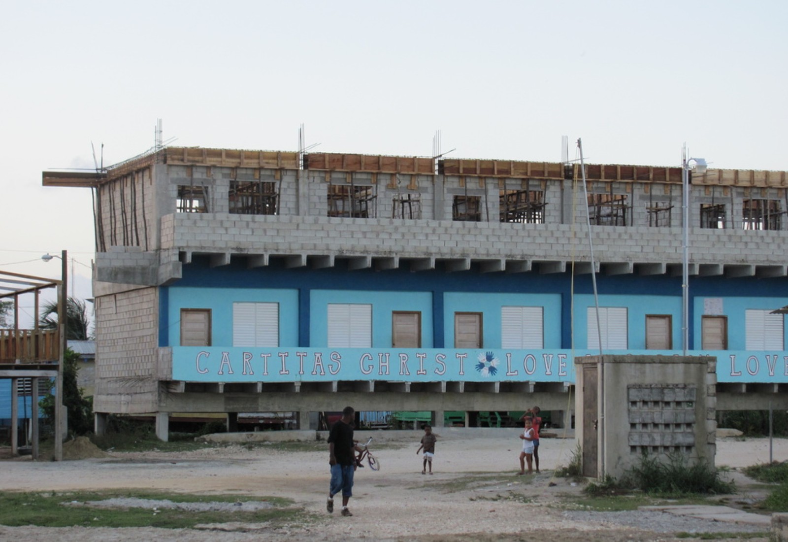 The school with the second storey underway - February 2011