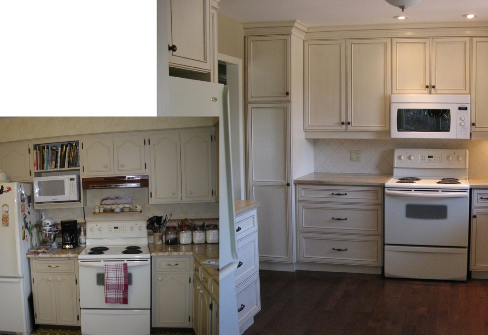 Before and after of the kitchen