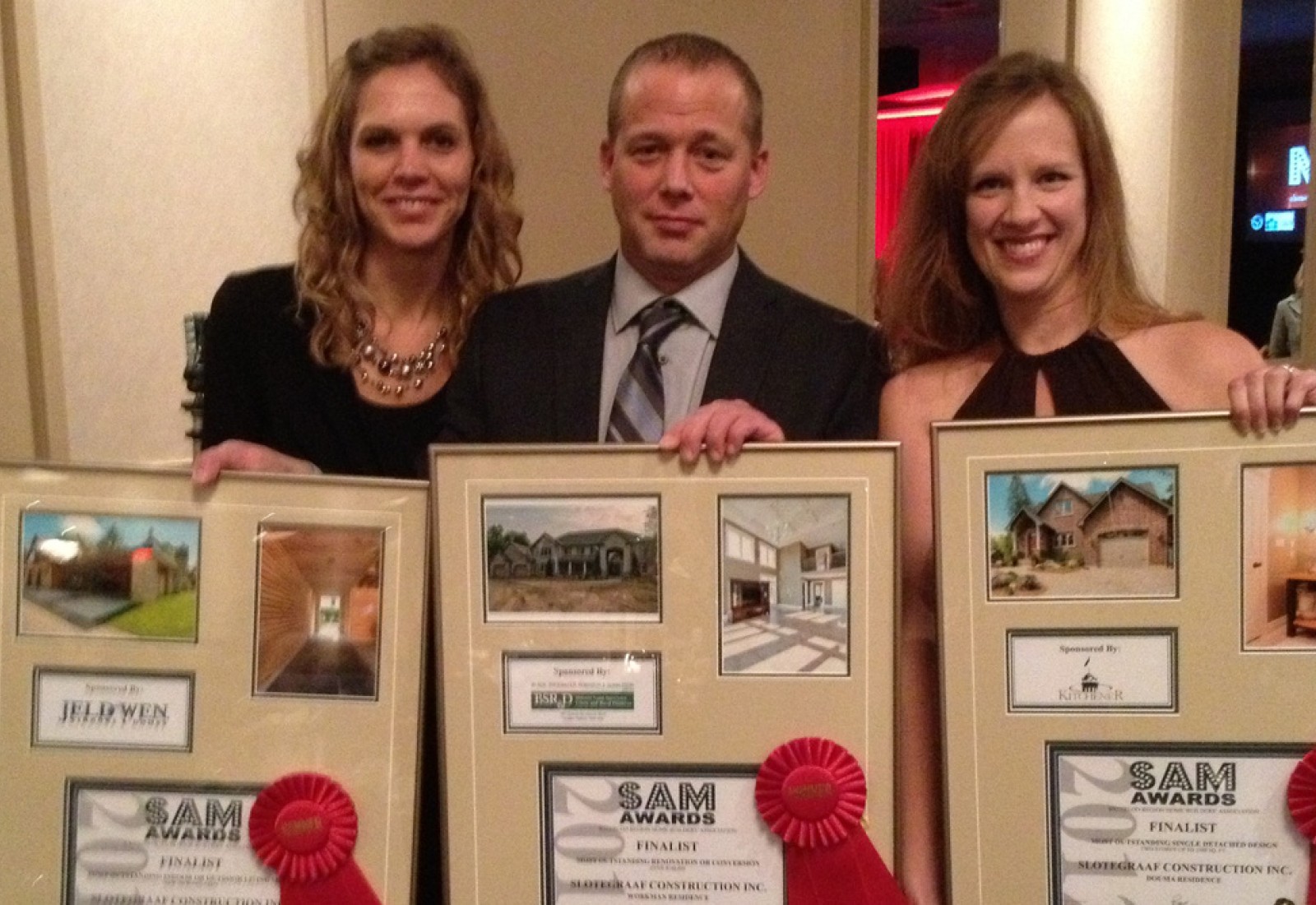 Deb, Dave & Emily at 2012 Homebuilders Gala with their SAM Awards